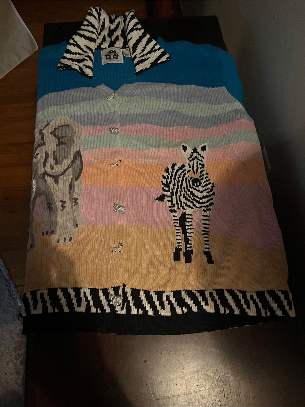 Storybook Knits Multicolor Zebra & Elephant Knit Cardigan